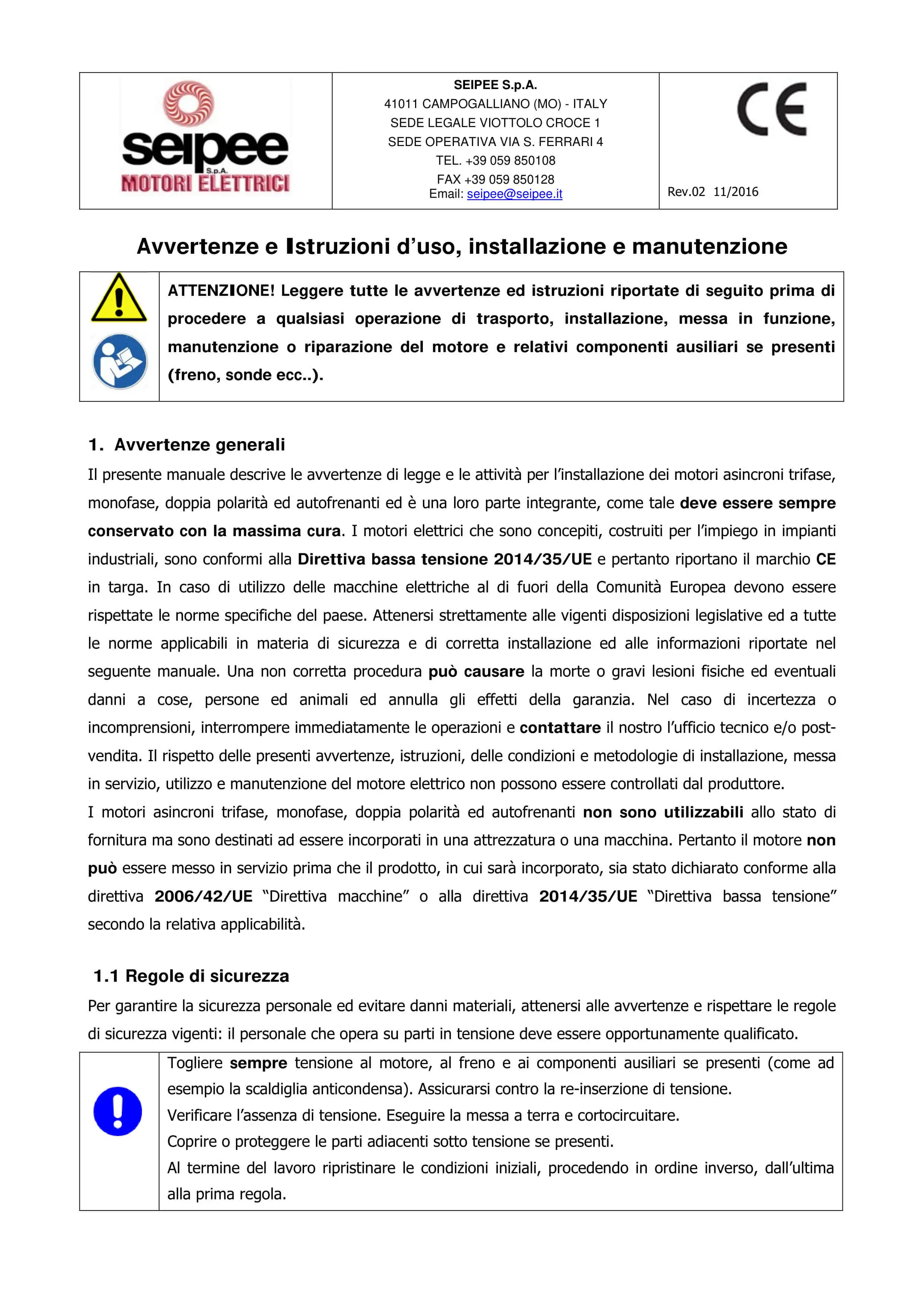  Manuale di uso e manutenzione Serie JM JMD GM GMD AX AXM